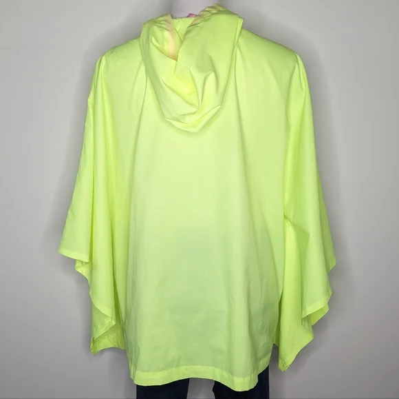 Lilly Pulitzer neon yellow hooded poncho windbreaker rain jacket L/XL - Picture 9 of 11